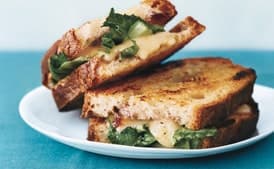 Grilled Cheese with Onion Jam, Taleggio, and Escarole