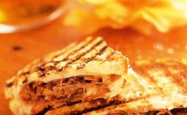 Grilled Cheese with Pulled Short Ribs and Pickled Red Onions