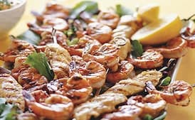Grilled Chicken and Shrimp Kebabs with Lemon and Garlic