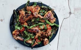 Grilled Chicken Wings with Shishito Peppers and Herbs