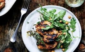 Grilled Chicken with Arugula and Warm Chickpeas