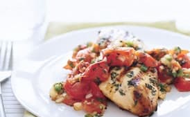 Grilled Chicken with Roasted Tomato and Oregano Salsa