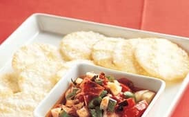 Grilled Chile Salsa with Rice Crackers