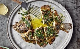 Grilled Flatfish With Pistachio-Herb Sauce
