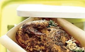 Grilled Game Hens with Basmati, Dried Currant, and Almond Salad