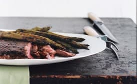 Grilled Glazed Steak and Asparagus