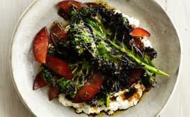 Grilled Kale Salad with Ricotta and Plums