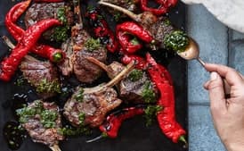 Grilled Lamb Chops and Peppers