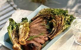 Grilled Leg of Lamb with Curly Endive and Romaine