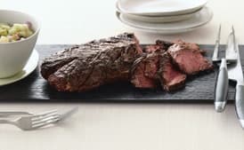 Grilled Lime-Curry-Rubbed Hanger Steak with Fresh Melon-Cucumber Chutney