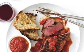 Grilled New York Steaks with San Marzano Sauce