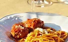 Grilled Pasta with Grilled Meatballs