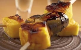 Grilled Pineapple and Bananas with Lemonade Glaze
