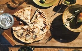 Grilled Pizza with Pears, Fresh Pecorino, and Walnuts