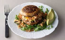 Grilled Portabella and Bulgur Salad "Sandwiches"