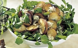 Grilled Potato Salad with Watercress, Green Onions, and Blue Cheese Vinaigrette