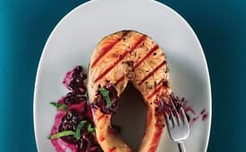 Grilled Salmon with Quick Blueberry Pan Sauce