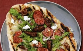 Grilled Sausage and Fig Pizza with Goat Cheese