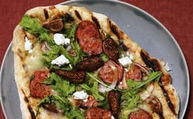 Grilled Sausages with Figs and Mixed Greens