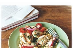 Grilled Scallops and Nectarines with Corn and Tomato Salad