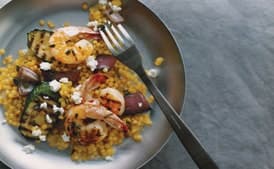 Grilled Shrimp and Vegetables with Pearl Couscous