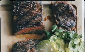 Grilled Skirt Steaks with Tomatillos Two Ways