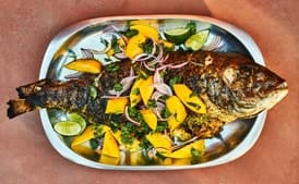 Grilled Spiced Snapper with Mango and Red Onion Salad