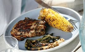 Grilled Spicy-Citrus Chicken Thighs with Corn and Green Onions