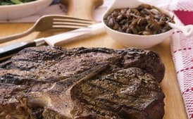 Grilled T-Bone Steaks with Balsamic Onion Confit