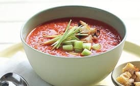 Grilled Tomato-Bell Pepper Gazpacho