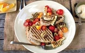 Grilled Tuna with Provençal Vegetables and Easy Aioli