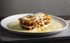 Gujarti Eggplant and Sweet Potato "Lasagna" with Kadi Sauce
