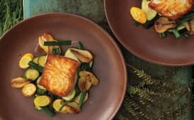 Halibut with Spring Onion and Summer Squash Saute