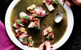 Hearts of Palm and Artichoke Aguachile Negro