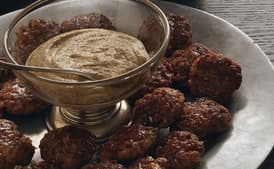 Homemade Bratwurst Bites with Beer and Horseradish Mustard