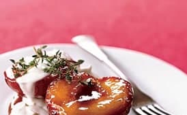 Honey-Roasted Plums with Thyme and Crème Fraîche