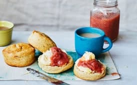Honey Scones with Rhubarb Compote