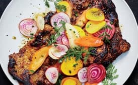 Honey-Turmeric Pork with Beet and Carrot Salad