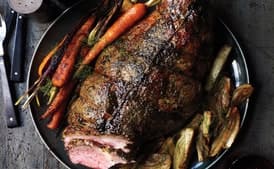 Honey-Vinegar Leg of Lamb with Fennel and Carrots