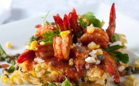 Honeyed Prawns & Polenta