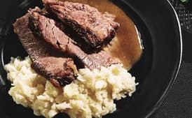 Horseradish-Glazed Brisket and Short Ribs with Root Vegetable Mash