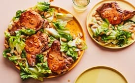 Hot Honey Pork Chops with Escarole and White Beans