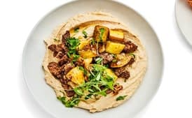 Hummus with Spiced Summer Squash and Lamb