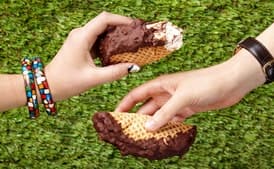 Ice Cream Tacos With Chocolate and Peanuts