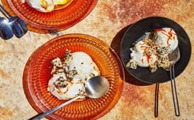 Ice Cream With Saffron Oil And Sesame Wafer