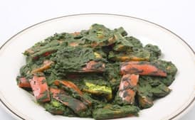 Indian Cheese and Red Peppers in Fragrant Spinach Sauce