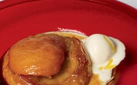 Individual Carolina Peach Tarte Tatins with Lemon Ice Cream