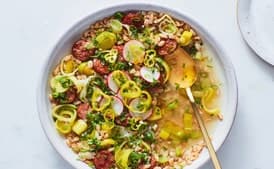 Instant Pot Brothy Farro with Sausage and Leeks