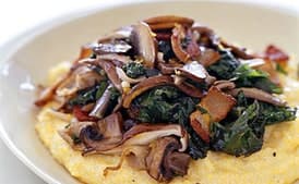 Kale and Mushrooms with Creamy Polenta