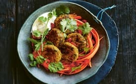 Kale and Pumpkin Falafels With Pickled Carrot Slaw